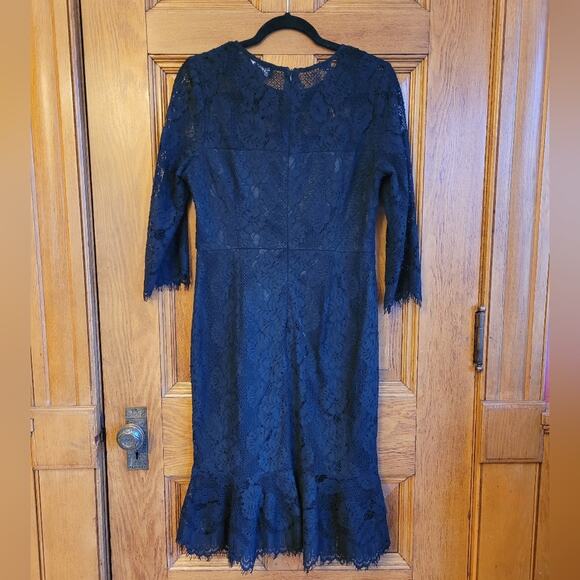 Lulus Black Lace Midi Dress Size Large 3/4 Sleeve Bodycon Party Costume Witchy - Picture 2 of 7